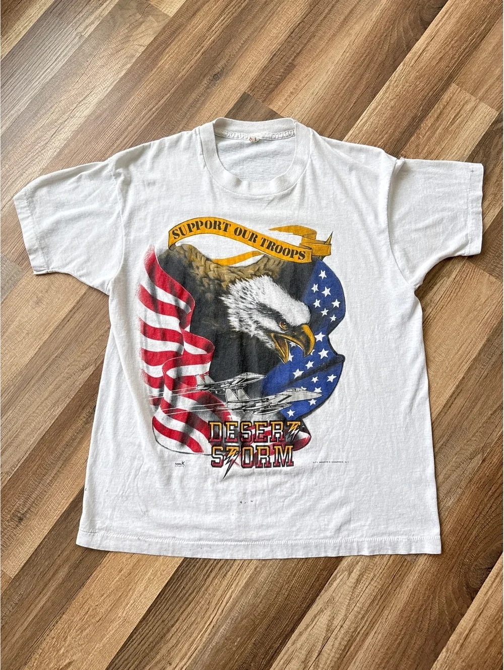 Vintage 1991 Desert Storm Support Our Troops T Shirt Screen Stars USA Eagle XL